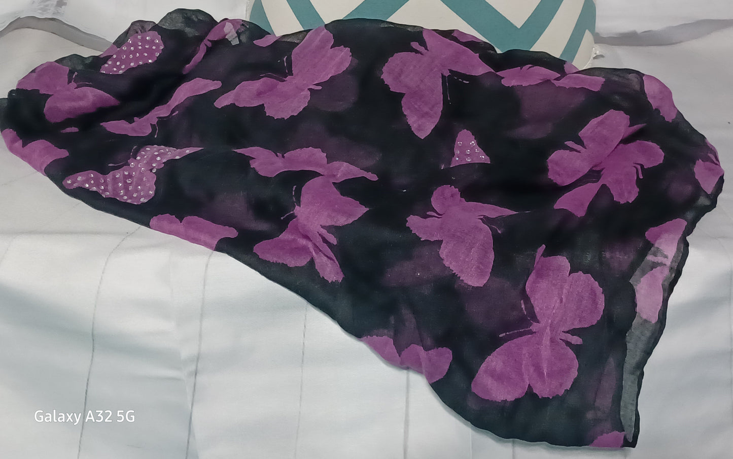 Purple & Black Butterfly Theme Infinity Scarf