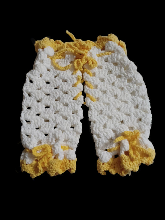 White/Yellow "Bloomers" Cotton Dishcloths