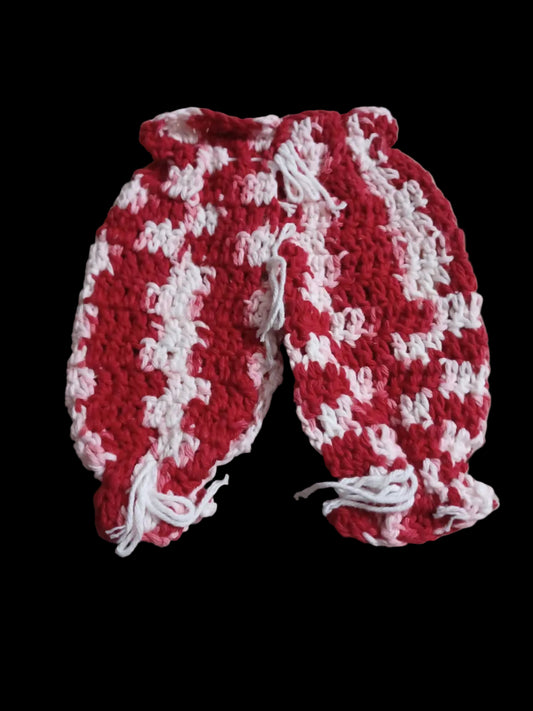 Red & White " Bloomers " Handmade Dishcloth Set Of 2